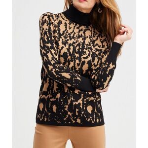 Chico’s NWT Jacquard Animal Print Turtleneck Sweater sz 4 XXL
